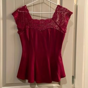 Red Illusion Peplum Top